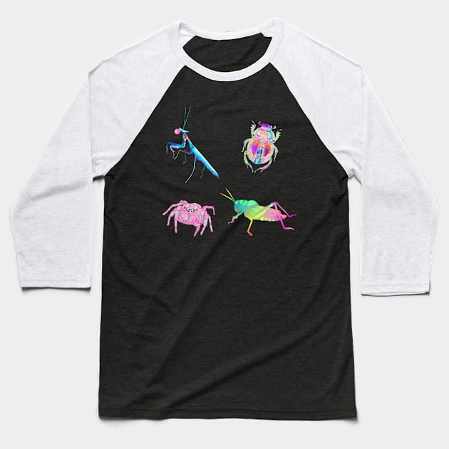 Rainbow Bugs Assortment Baseball T-Shirt by techno-mantis